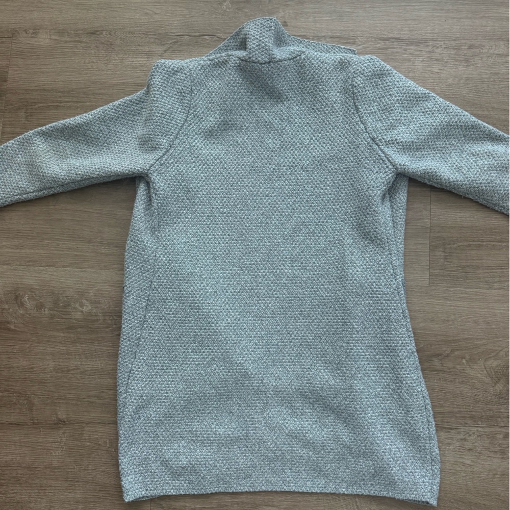 Gray Textured Open Front Cardigan - Picture 3 of 3